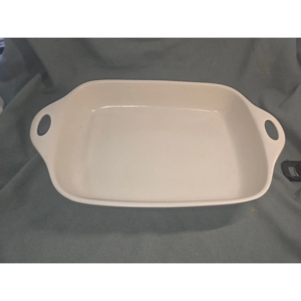 CorningWare Creations Stoneware 9x13 Baking Dish Sand Cream Tan Rectangular Pan